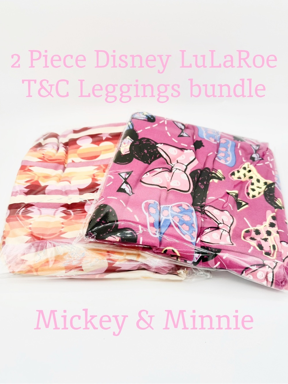 EUC LuLaRoe Tall & Curvy 2 Pc Leggings Bundle Featuring Mickey & Minnie Mouse